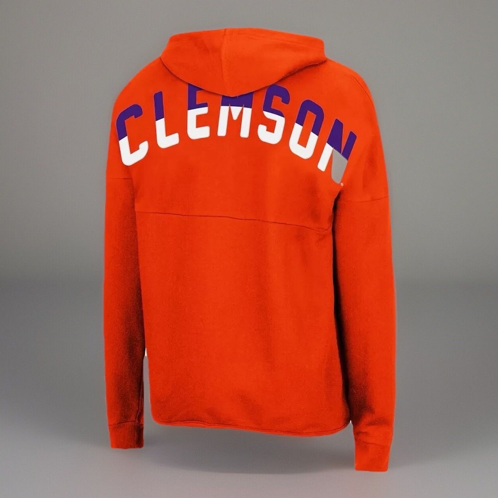 Colosseum Clemson Tigers Women's Full-Zip Hoodie Orange Back Spell-Out Size M